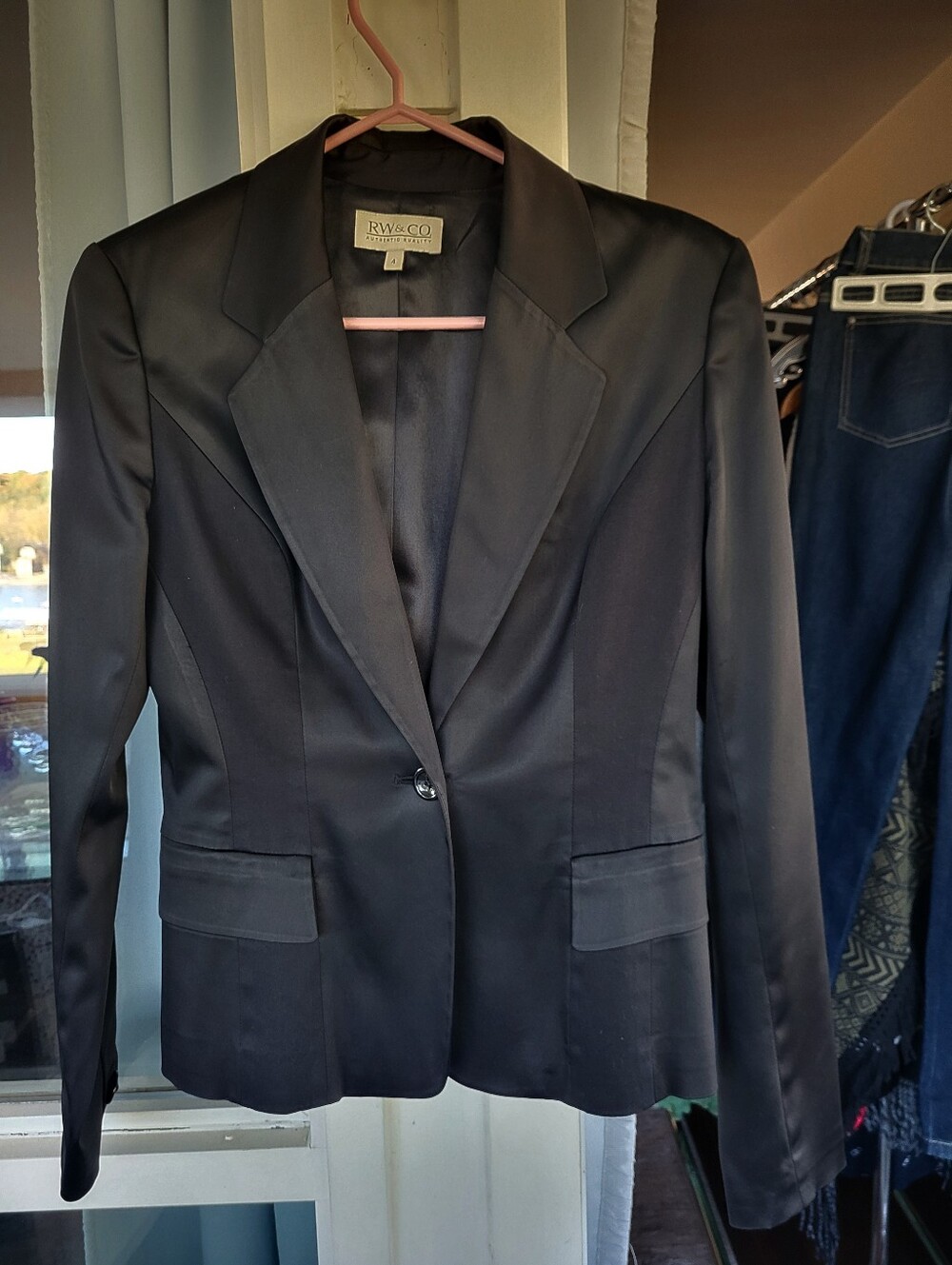 RW&CO. Women's Black Single-Button Tailored Blazer Sz 4